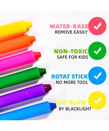 SayingArt Blacklight Glow Face Paint Kit - Non-Toxic Neon Makeup for Kids/Adults - UV Water Based Body Painting Set - Perfect for Easter, Glow Parties, and Halloween - 6pcs - Buy Online on GoSupps.com