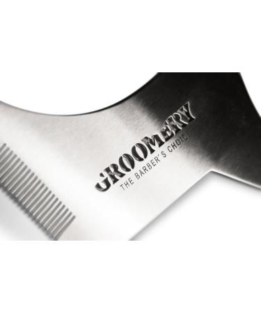 Groomery 6-in-1 Stainless Steel Shaving Template | Perfect Symmetry & Razor-Sharp Contours | Professional Barber Results - Buy Online on GoSupps.com
