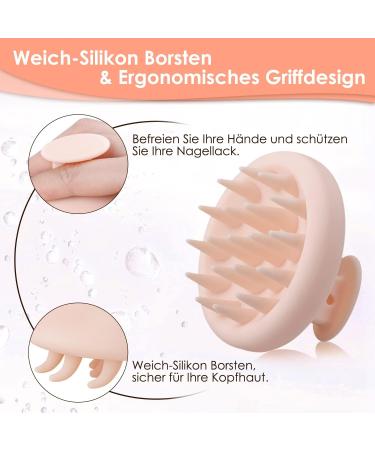 Beige Scalp Massage Brush - Silicone Shampoo Massager for Dandruff Removal & Hair Growth Stimulation | Worldwide Shipping - Buy Online on GoSupps.com