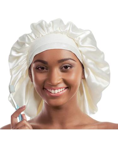 Alnorm Extra Large Satin Sleep Cap - Double Layer White | One Size for Ultimate Comfort - Buy Online on GoSupps.com