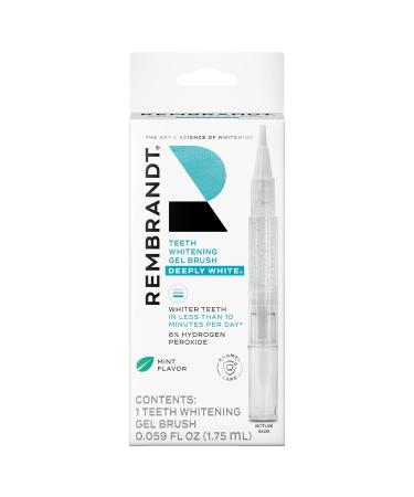 Rembrandt Teeth Whitening Gel Brush Deeply White 6% Hydrogen Peroxide Whitening Pen Tooth Whitening - Mint - 0.059 Oz