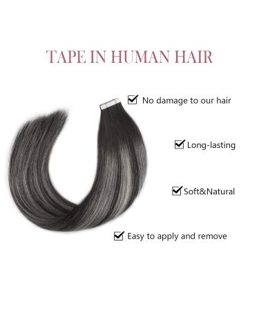 Sixstar Hair Invisible Tape Extensions - 20 Pieces 50g 20 Inches - Thick Remy Hair Silky Smooth #1BT1B-Silver - Buy Online on GoSupps.com
