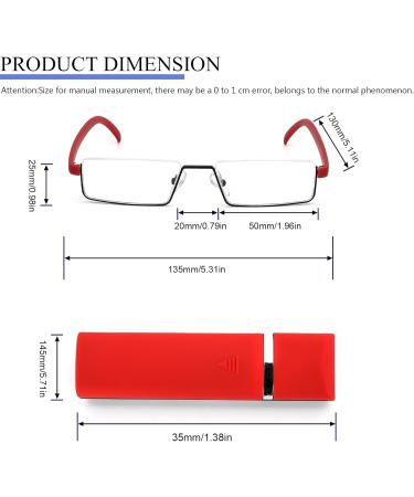 REAVEE Stylish Half Frame Reading Glasses for Women - Lightweight Red Rectangle Readers +3.0 with Case - Optimized for Comfort and Style - Buy Online on GoSupps.com