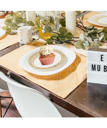 Eid Mubarak Cupcake Toppers 10pcs Eid Acrylic Cupcake Topper Ramadan Cake Decorations Kareem Party Supplies for Muffin Cake Gold - Buy Online on GoSupps.com