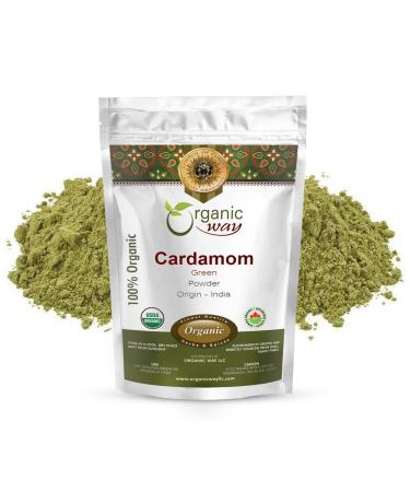 Organic Way Green Cardamom Elaichi Powder (Elettaria cardamomum) - Adds Flavour & Aroma | Organic & Kosher Certified | Raw, Non GMO & Gluten Free | USDA Certified | Origin - India (1/4LBS / 4OZ) 4 Ounce (Pack of 1)