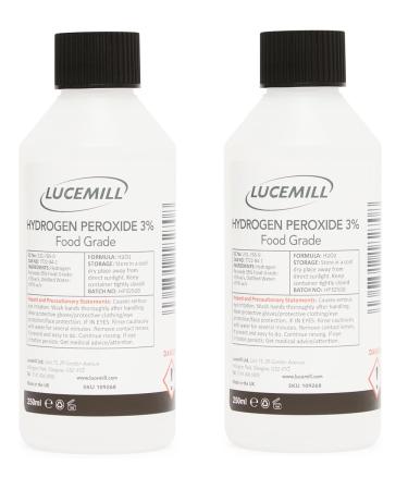 (2 Pack) of 250ml Hydrogen Peroxide 3% Food Grade Bottles
