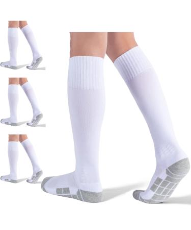 icuub 4 Pack Softball Baseball Socks for Youth Kids Adults White(4 Pairs) X-Small