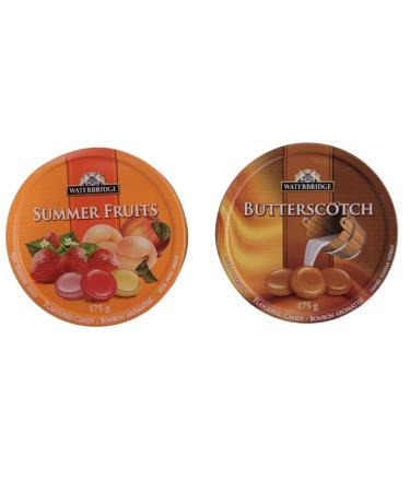 Waterbridge Travel Tin Butterscotch 175g + Waterbridge Travel Tin Summer Fruits 175g