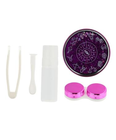 Solustrative contact lens container pocket contact lens holeer mini container case with mirror sweet contact case contact case keeper storage set accessories constellation accompanying box ABS violet purple 7.5x3cm