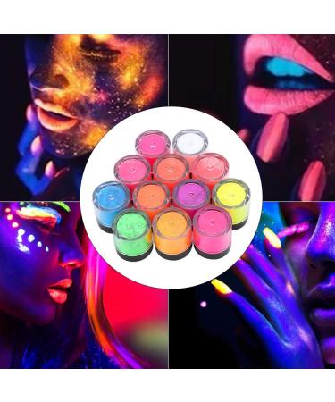 12 Colors Fluorescent Nail Powder - UV Reactive Neon Pigment for Halloween Nail Art | DIY Manicure Tool - Buy Online on GoSupps.com