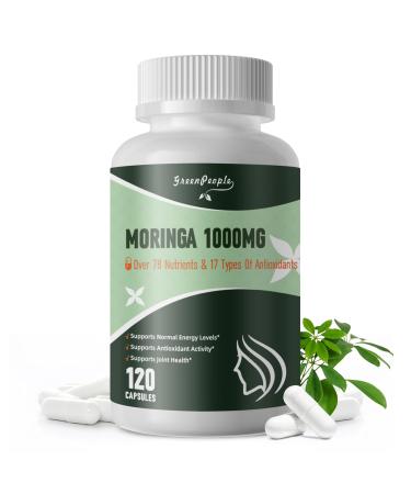 GREENPEOPLE Liposome Moringa Capsules 1000mg - 10X Absorption 7- in -1 Pure Moringa Powder Supplement Green Antioxidant Superfood with Turmeric for Energy/Immune/Gut Health 120Pcs 60 Day Vegan 120 Count (Pack of 1)
