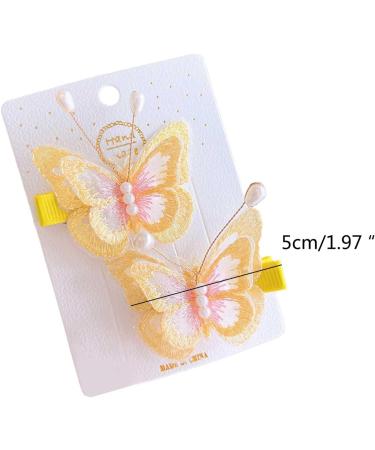Muloo 2pieceS Girls Hair Clip Embroidery Butterfly Hairpins Elegant Hairstyle Accessories Bows Hair Barrettes Children Headdress Hair Clip Yellow - Buy Online on GoSupps.com