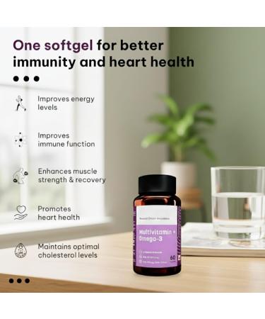 Omega 3 Fish Oil 1000mg Capsules with Multivitamin (60 Capsules) | Fish Oil EPA DHA with Ginseng & 21+ Ingredients for Energy Immunity - Buy Online on GoSupps.com