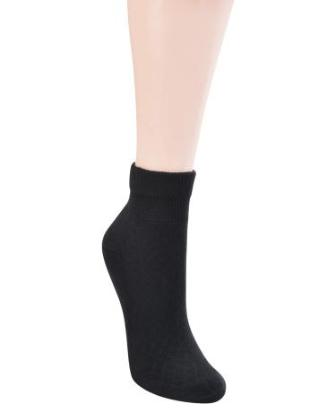 Yomandamor Diabetic Ankle Socks for Women - 5 Pairs, Size 3-8, Solid Black - Buy Online on GoSupps.com