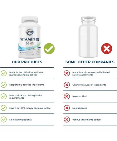 Vitamin B6 50mg Vegan Tablets | Supports Metabolism, Nervous & Immune System | 365 High-Strength Tablets | Reduce Fatigue | Nutriota - Buy Online on GoSupps.com