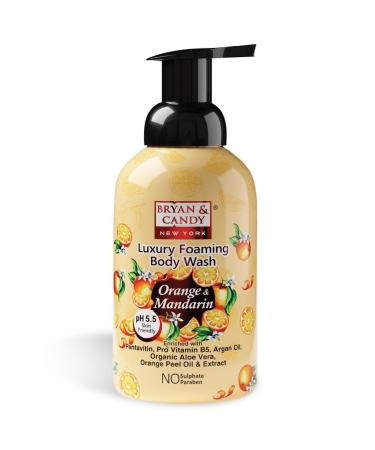 Bryan.&.Candy Luxury Foaming Body Wash with Pentavitin Pro Vit B5 Argan Oil Skin Friendly pH 5.5 All Skin Types 400 Ml (Orange & Mandarin)