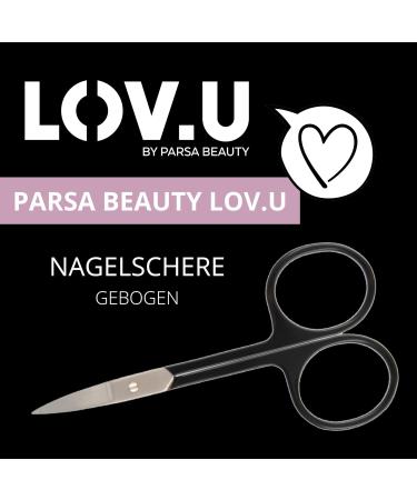 Parsa Beauty Lov.U Nail Scissors - Precision Stainless Steel Nail Cutter for Fingernails & Toenails (Black) - Bent Design for Optimal Use - Buy Online on GoSupps.com