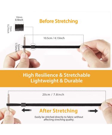 100Pcs 1/5 Inch Elastic String Cord Bands with Cord Locks & 50Pcs Aluminum Nose Bridge Strips - Black | DIY Mask Crafts - Buy Online on GoSupps.com