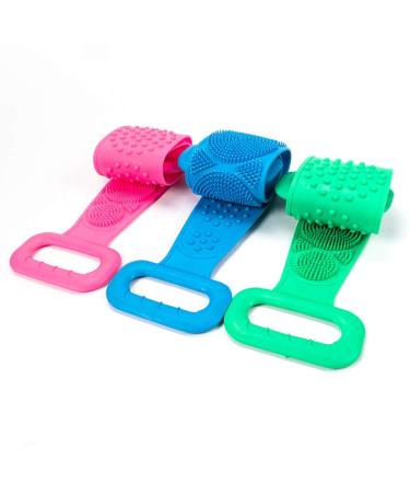 6pcs Silicone Back Scrubber for Shower 27.6in Silicone Exfoliating Body Double-sided Brush Spa Massage Skin Care Tool for Sensitive and All Kinds Skin Quick Dry Deep Clean