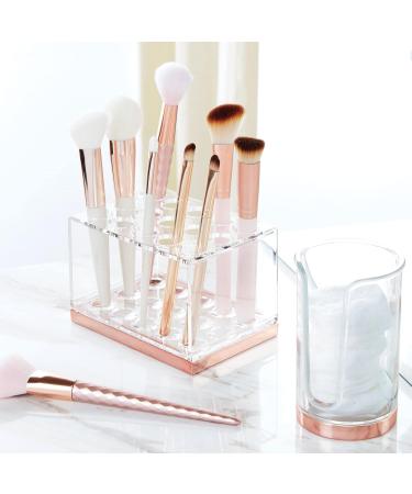 Shop MDesign Rose Gold Cosmetics Organizer - 15 Compartment Makeup Storage Box for Lipsticks & Mascaras | Stylish & Practical eCommerce Shipping Worldwide - Buy Online on GoSupps.com