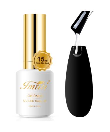 Imtiti 15ml No Wipe Matte Top Coat Gel Nail Polish Long Lasting Frosted Clear Top Coat Gel Polish for DIY Nail Art at Home or Manicure Salon