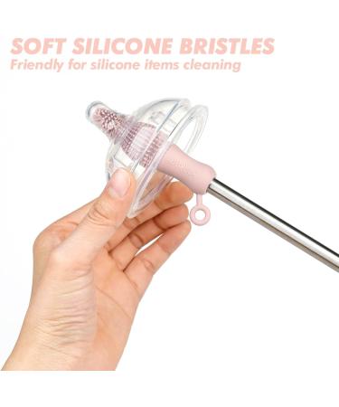 Haakaa Silicone Cleaning Brush - Baby Bottle & Pump Cleaner | Reusable, All-Round, Sturdy Bristles - Pink Blush - Buy Online on GoSupps.com