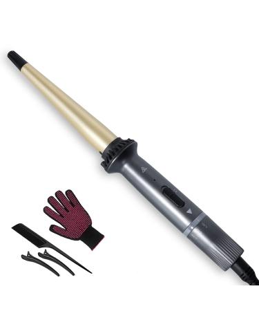 Tapered Curling Iron 1/2-1 Inch Hair Curler Ceramic Coating Barrel Curling Wand Dual Voltage, 7 Adjustable Temperature for All Hair Types, Glove Include 0.5 - 1 Inch