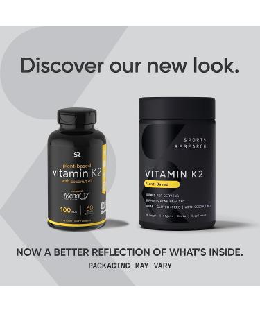 Sports Research Vitamin K2 100 mcg - 60 Veggie Softgels for Bone & Heart Health - Buy Online on GoSupps.com