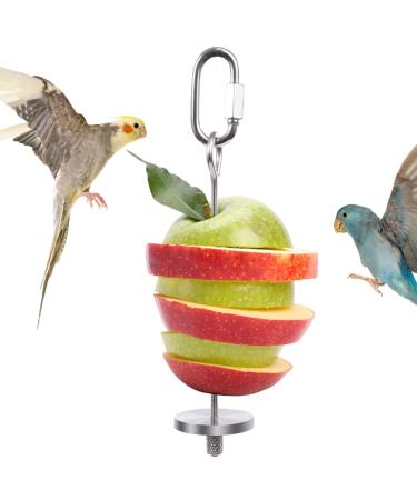 QBLEEV Bird Food Holder, Bird Feeders, Stainless Steel Parrot Fruit Vegetable Stick Holder, Foraging Toy, Bird Treat Skewer Small