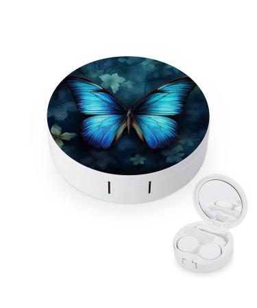 Contact Lens Case Blue Butterfly Pattern Print Plastic Contact Lens Case contact Lens Care Box ontact Lens Travel Box