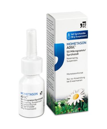 Mometason ADGC 18G - hay fever spray to relieve allergy symptoms such as runny nose clogged running nose itching and sneezing - does not make you tired and is well tolerated - 140 sprays