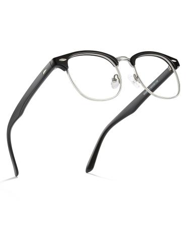 Cyxus Blue light filter glasses men women without strength semi -roaming glasses computer protective glasses screen glasses gaming glasses (Browline/black) 1 black