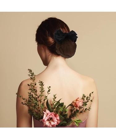 KALLORY French Barrette Hair Bun Net Mesh Cover Bowknot Hair Clip for Women (Black) - 11.5*7cm - Buy Online on GoSupps.com