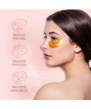 HOPEMATE 24K Gold Eye Mask with Hyaluronic Acid & Collagen - Reduce Wrinkles, Dark Circles, Puffiness & Fine Lines | Skin Firming Under Eye Patches - 14 Pairs - Buy Online on GoSupps.com