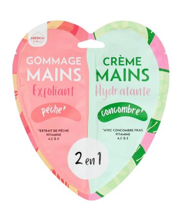 Feel Natural - Duo Gommage - Cr me Hydratante Mains - Exfoliant - Nettoyant - Purifiant - Soin Intensif Complet Peau - P che et Concombre - 300 grs