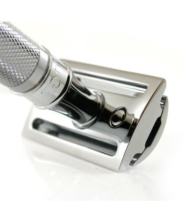 Edwin Jagger Double Edge Safety Razor with Knurled Short Handle + 5 Blades - Buy Online on GoSupps.com