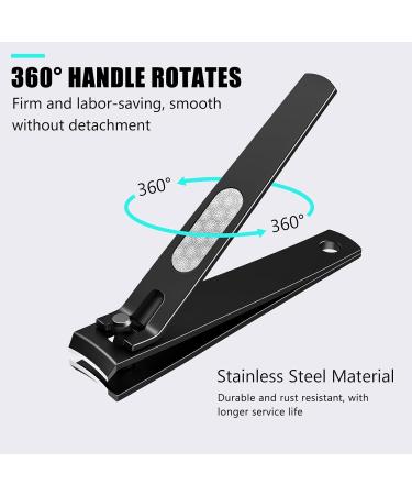 Premium Nail Clipper Set - Sturdy Stainless Steel Toenail & Fingernail Cutter for Men & Women | Sharp Curved Blades | Black - Buy Online on GoSupps.com