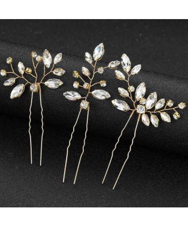 Cubahop Bride Wedding Hair Pins Crystal Bridal Hair Pieces Wedding Hair Accessories Bridal Hair Clips for Women and Girls (Gold) - Buy Online on GoSupps.com