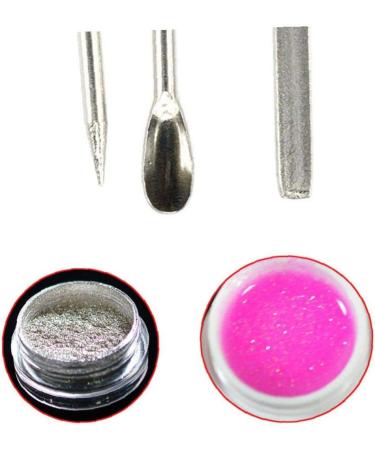 3pcs Nail Art Stirring Rod Stainless Steel Acrylic Powder Liquid Uv Gel Spoon Spatula Dotting Pen Nail Manicure Pin - Buy Online on GoSupps.com