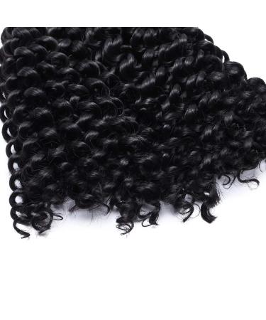 Tess Curly Crochet Hair Extensions - Short Water Wave 8 Synthetic Braids | 3 Bundles Natural Black (90g) - Buy Online on GoSupps.com