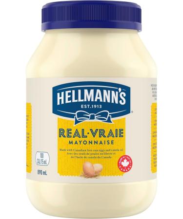 Hellmann's Real Mayonnaise ideal with fries burgers and salads made with Canadian free-run eggs and canola oil 890 ml (Pack of 1)