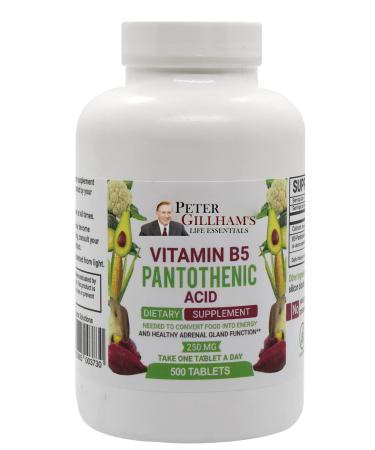 Peter's Choice B5 Panthotenic Acid 250mg 500 Tablets Energy Support Supplement