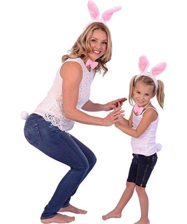 Rabbit Ears Headband Bunny Costume 3 Sets Rabbit Ears Headband and Tail Bow Tie for Adult Children Cosplay Christmas Carnival Party - Buy Online on GoSupps.com
