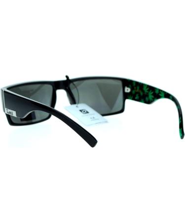 Green Rectangular Mad Dog Sunglasses with Pot Leaf Print from Locs | Marijuana Leaf Design - Buy Online on GoSupps.com