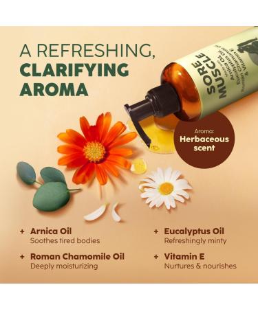 Sore Muscle Massage Oil 6.76 Oz - 100% Natural Eucalyptus & Roman Chamomile for Pain Relief | Spa Quality Massage Therapy Oil for Men & Women - Buy Online on GoSupps.com