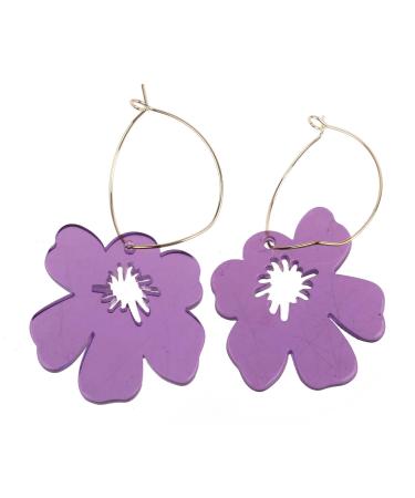 Feylie flower charm earrings bohemian flower earrings Y2K drop earrings fashionable ear decoration for women and girls summer festivals & beaches party gift violet