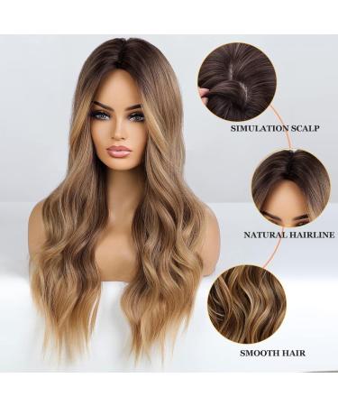 Esmee Long Wave Ombre Brown Synthetic Curly Wig for Women - Perfect for Daily Wear and Parties - Buy Online on GoSupps.com