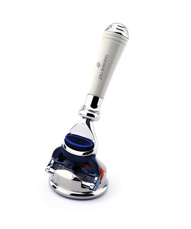 5-kant cartridges razor in ivory color high-quality German stainless steel holder Extra short new design hand composed in the UK