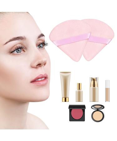 2pcs Pink Velor Powder Puff - Reusable Triangle Makeup Applicator for Loose Powder Foundation & Blush | Soft & Versatile Makeup Tool - Buy Online on GoSupps.com