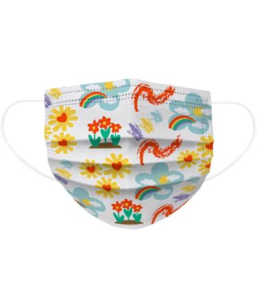 50Pcs Disposable_Face_Masks Rainbow Printed Face Shield for Kids Boys Girls 3-ply Face Protection Pads E One Size - Buy Online on GoSupps.com